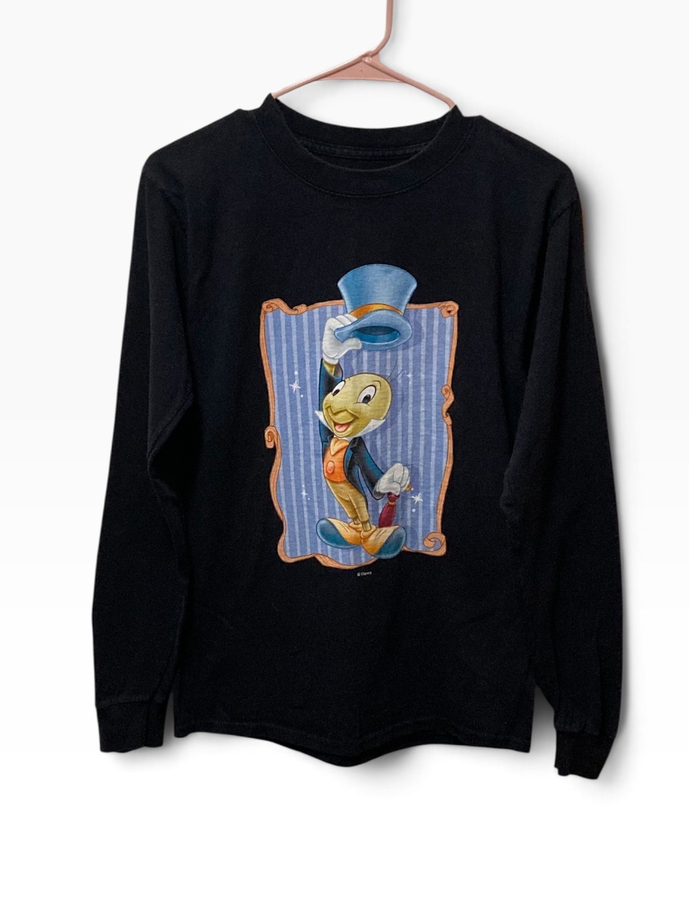 Vintage Hanes Disney Black Long-Sleeve Shirt with Cartoon Character Graphic